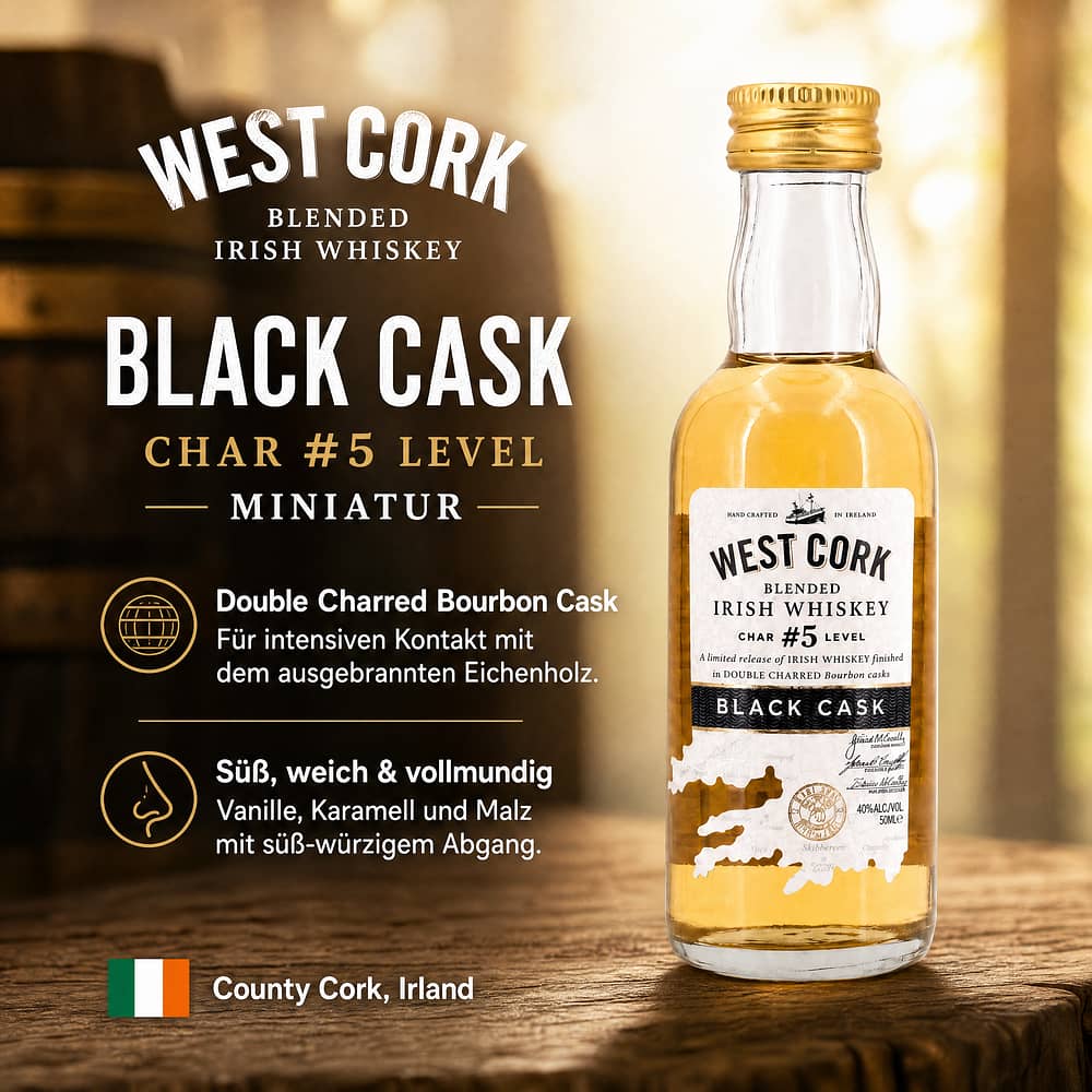 West Cork Black Cask Char #5 Level Char #5 Level Miniatur 0,050 Liter/ 40.0% vol Produktbild