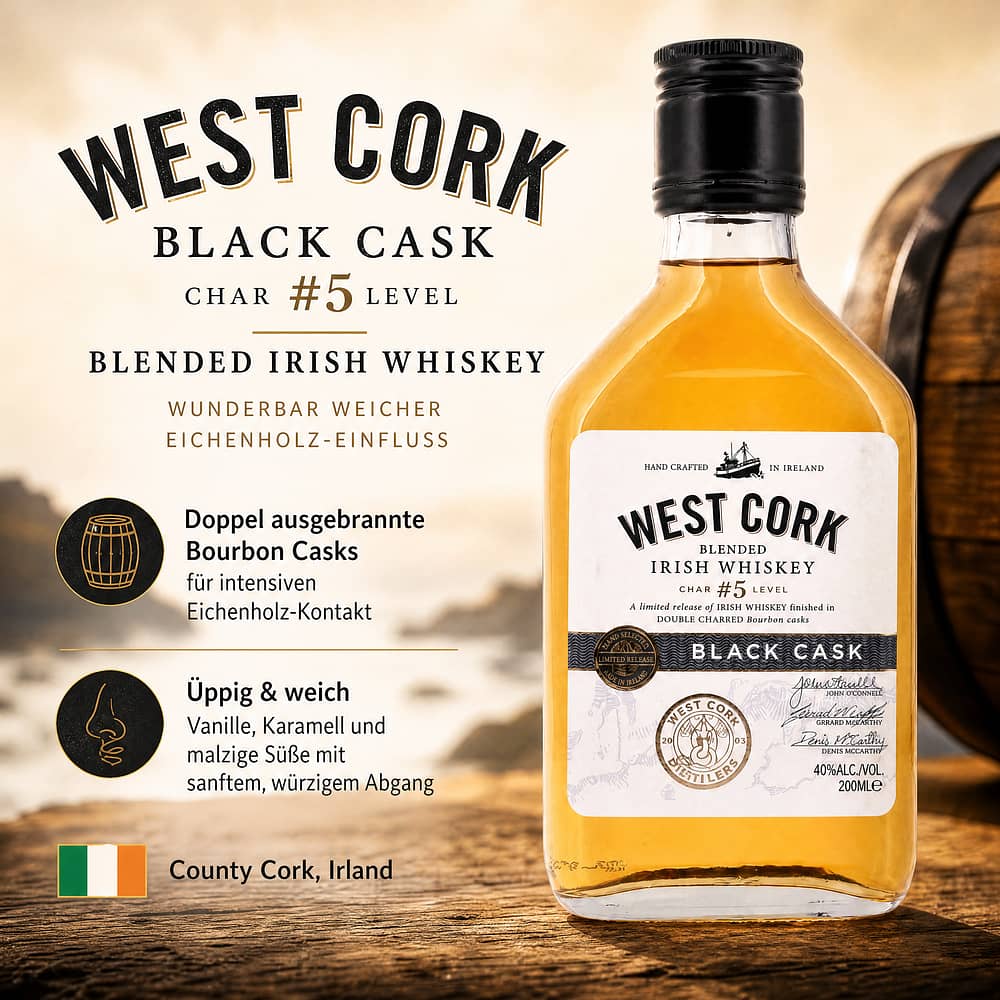 West Cork Black Cask Char #5 Level Midi 0,20 Liter/ 40.0% vol Produktbild