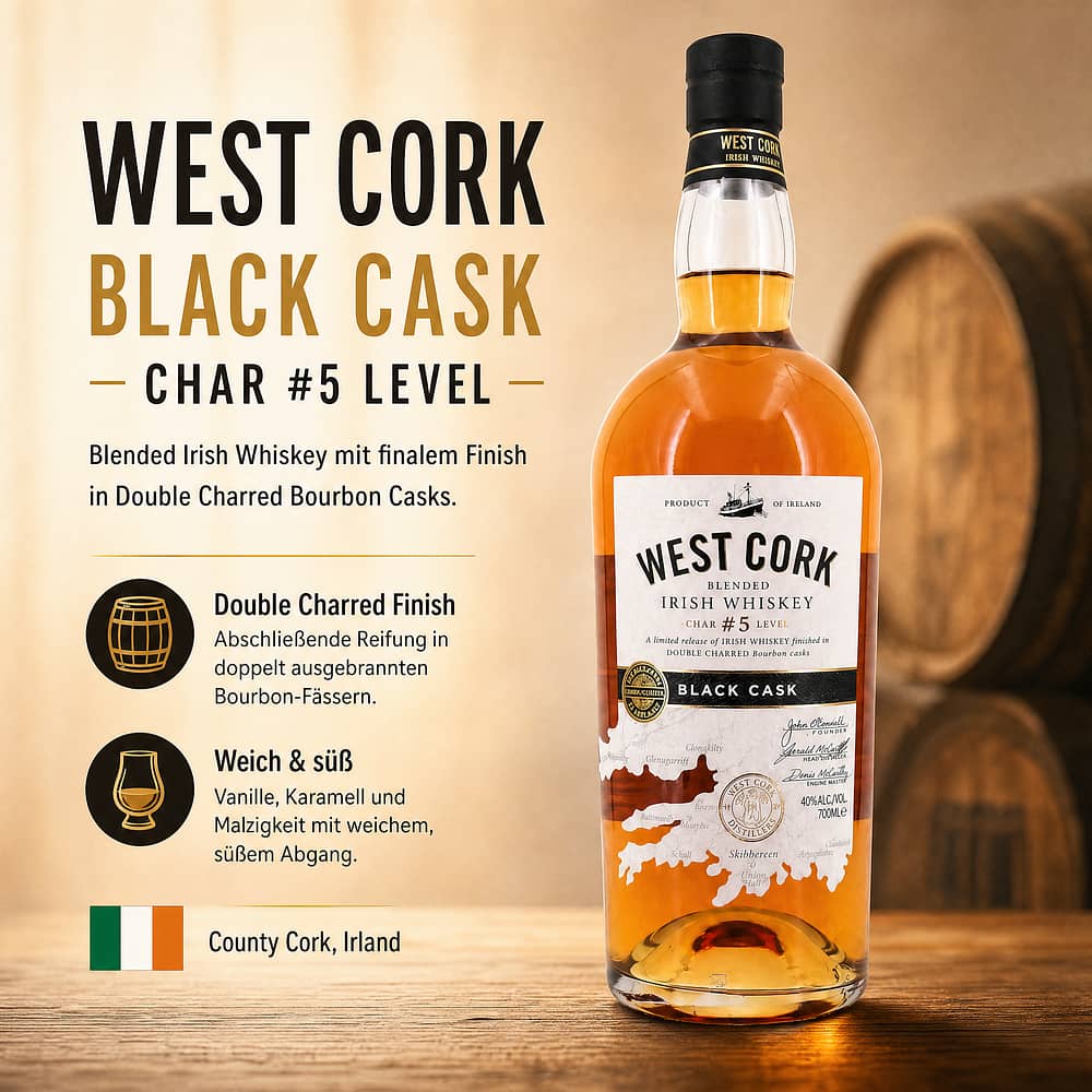 West Cork Black Cask Char #5 Level 0,70 Liter/ 40.0% vol Produktbild