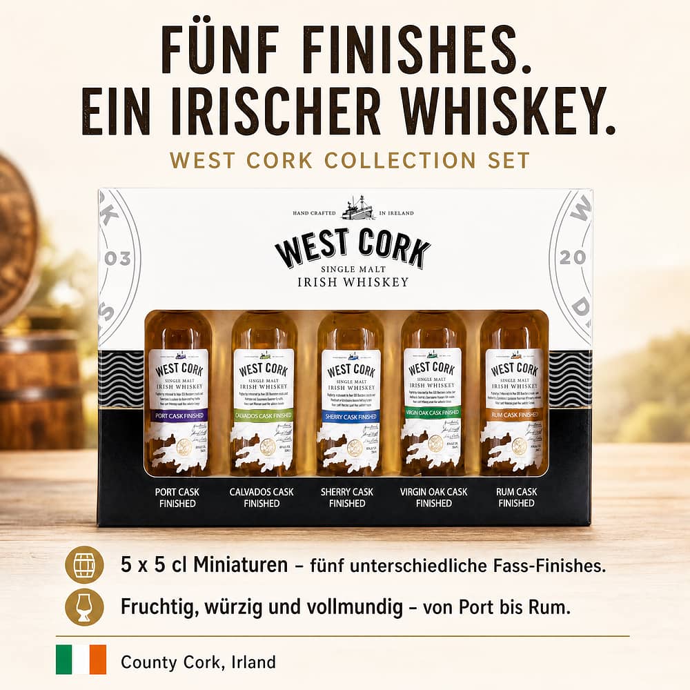 West Cork Collection Set aus (5 x 5cl Flaschen) 0,250 Liter/ 43.0% vol Produktbild