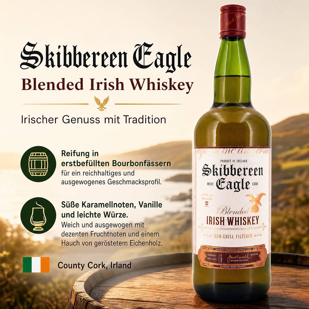 West Cork Skibbereen Eagle Blended Irish Whiskey Literflasche 1 Liter/ 40.0% vol Produktbild