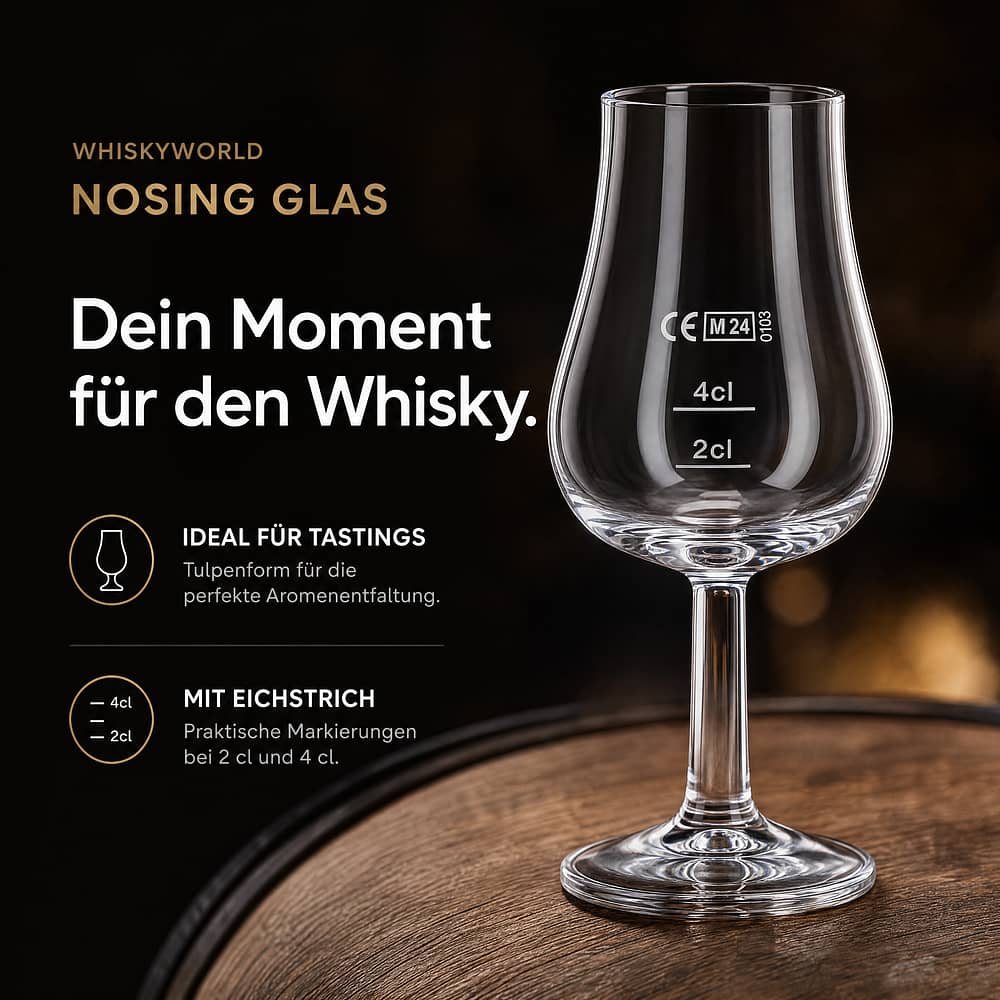 whiskyworld Nosing Glas ohne Aufdruck mit Eichstrich 2 / 4 cl  Maße ca. H 13cm ; D 4/6cm 1 Stück Produktbild