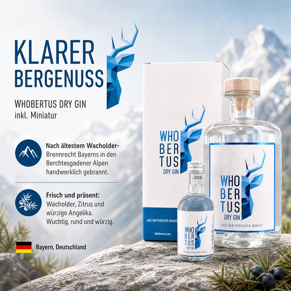 WHOBERTUS Dry Gin inkl. Miniatur 0,550 Liter/ 42.0% vol Produktbild