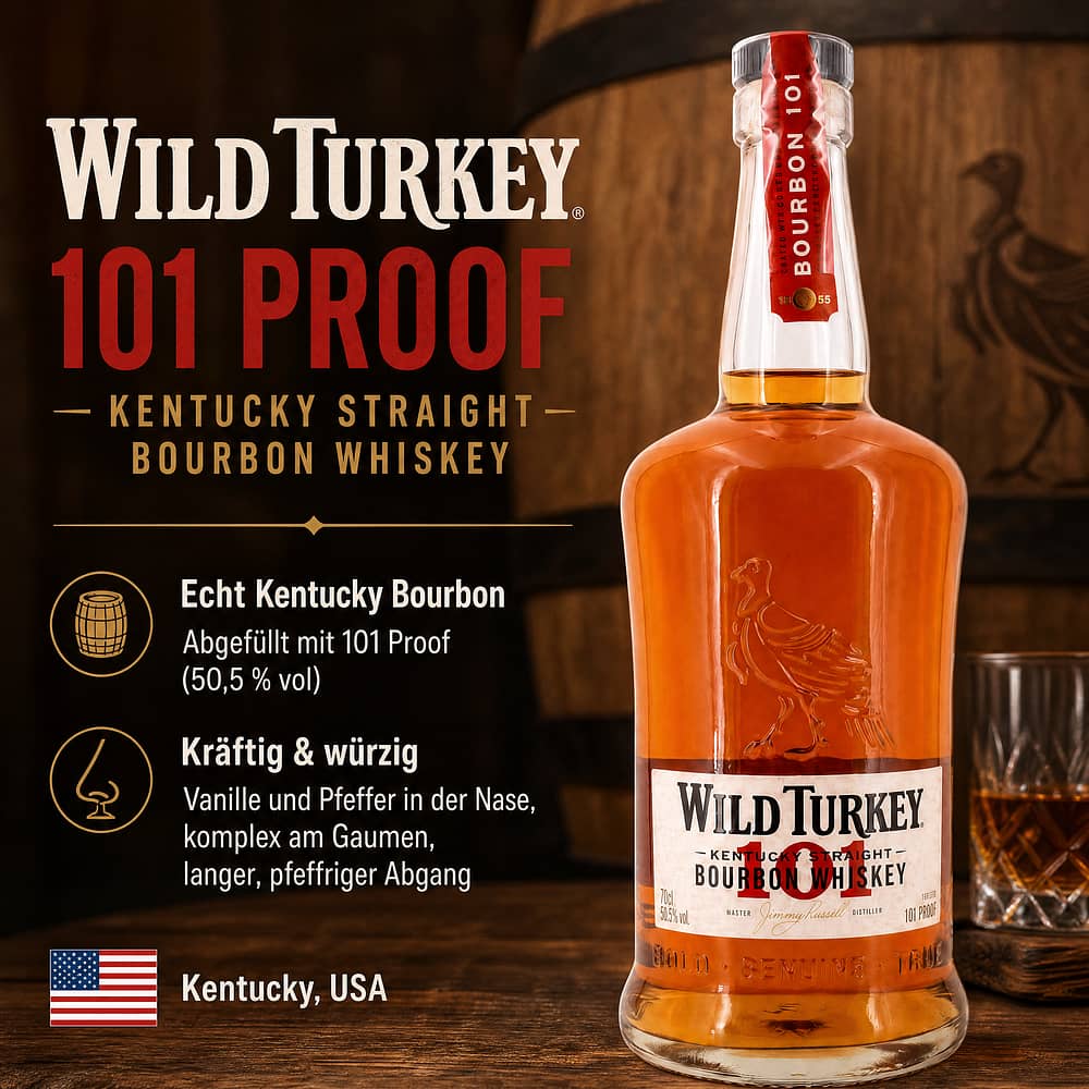 Wild Turkey 101 Proof 0,70 Liter/ 50.5% vol Produktbild