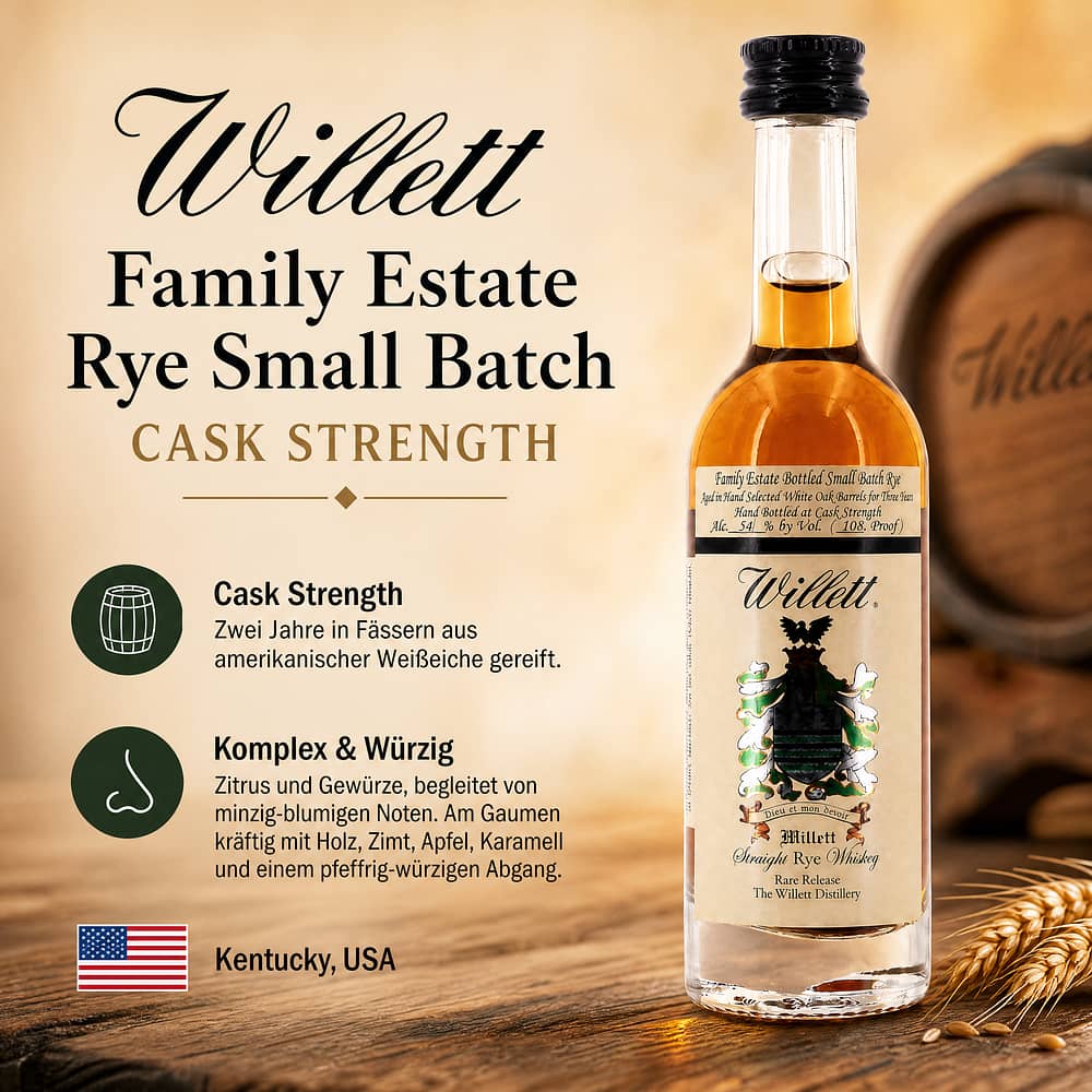 Willett Family Estate Rye Small Batch Cask strength 0,050 Liter/ 54.0% vol Produktbild