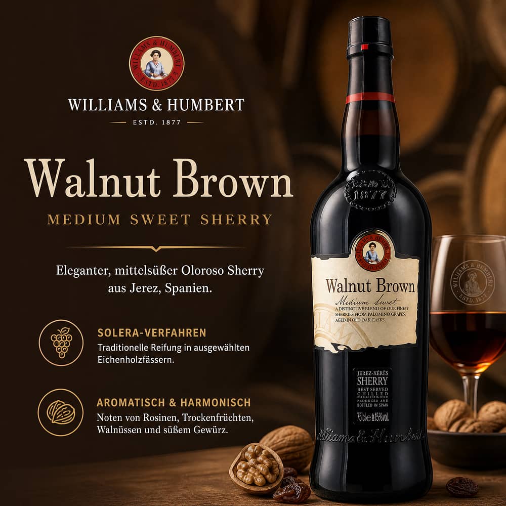 Williams & Humbert Walnut Brown Medium Sweet Sherry 0,750 Liter/ 15.0% vol Produktbild
