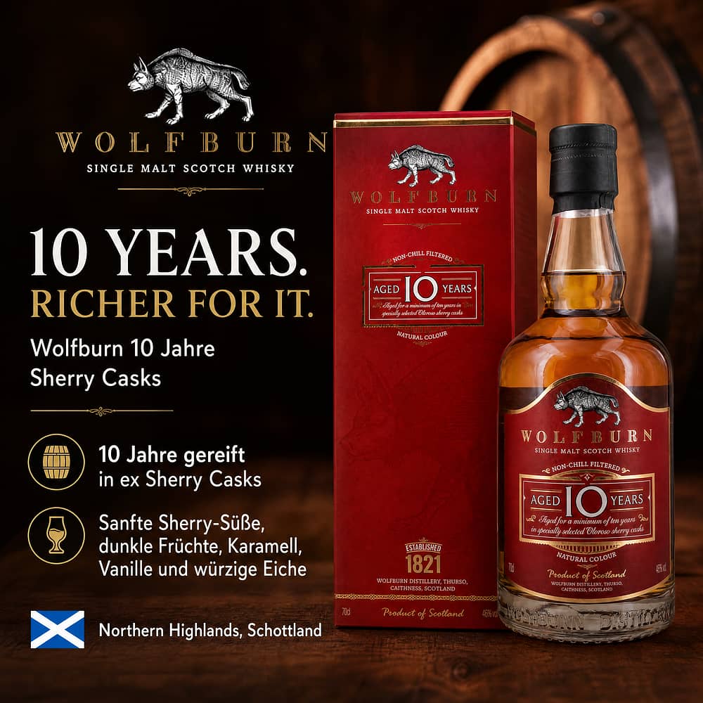 Wolfburn 10 Jahre Sherry Casks 0,70 Liter/ 46.0% vol Produktbild