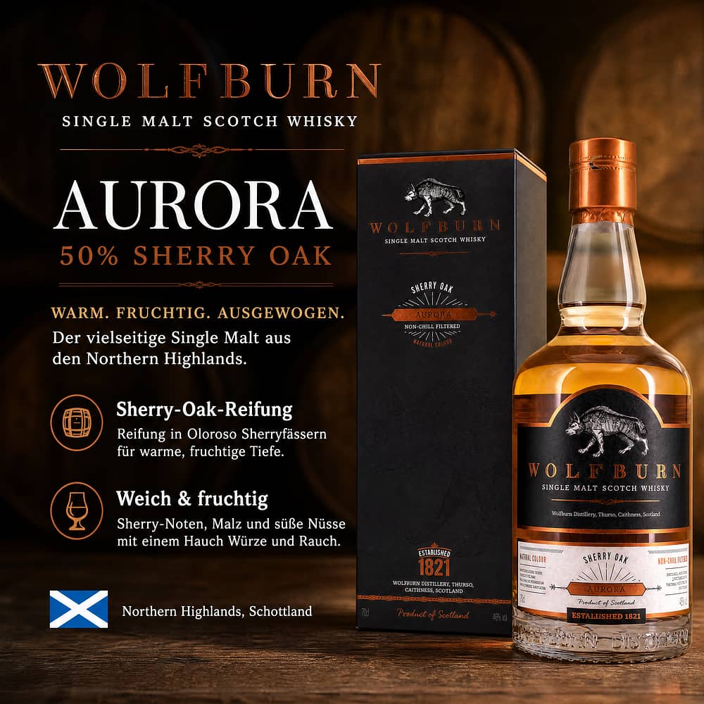 Wolfburn Aurora 50% Sherry Oak 0,70 Liter/ 46.0% vol Produktbild