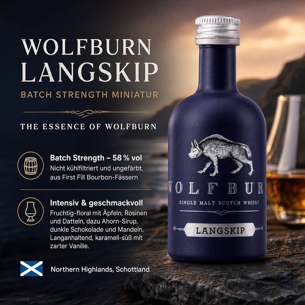 Wolfburn Langskip Batch strength Miniatur 0,050 Liter/ 58.0% vol Produktbild