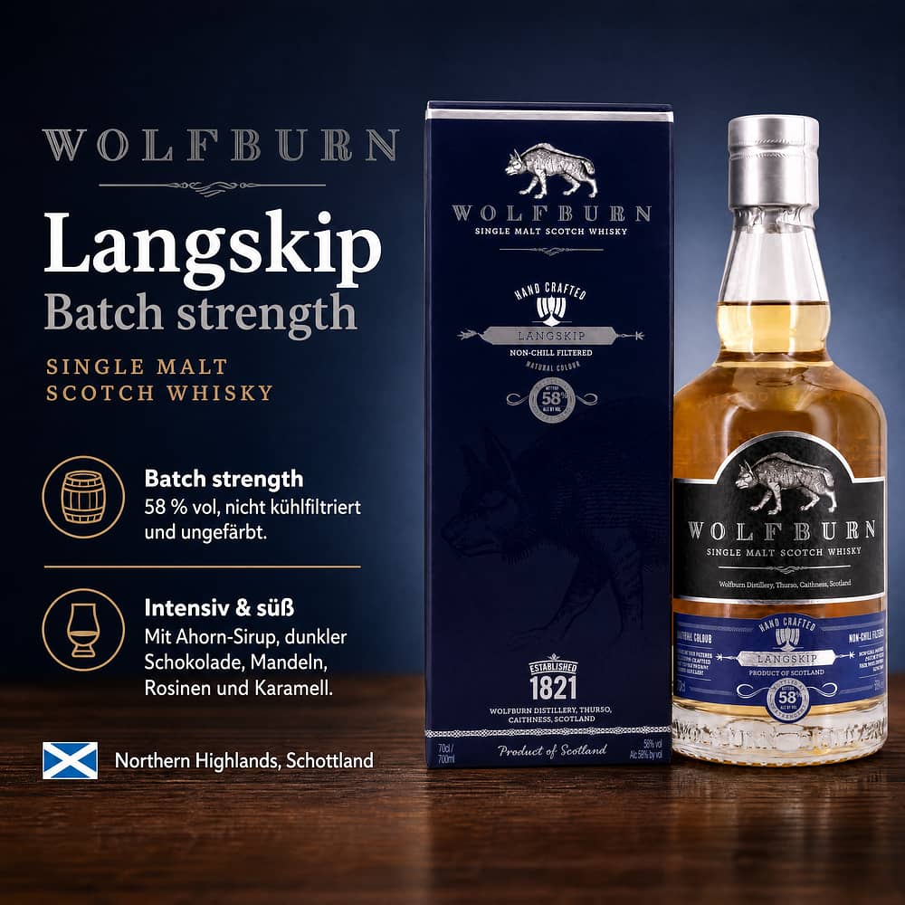 Wolfburn Langskip Batch strength 0,70 Liter/ 58.0% vol Produktbild