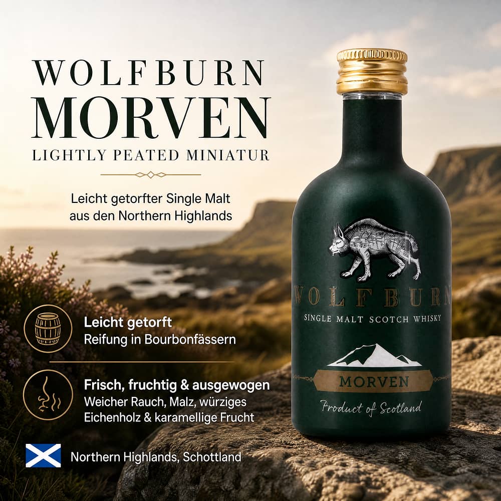 Wolfburn Morven lightly peated Miniatur 0,050 Liter/ 46.0% vol Produktbild