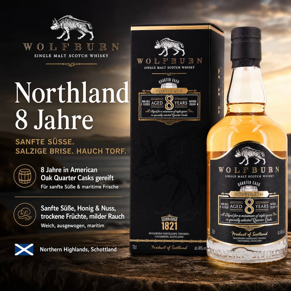 Wolfburn Northland 8 Jahre 0,70 Liter/ 46.0% vol Produktbild