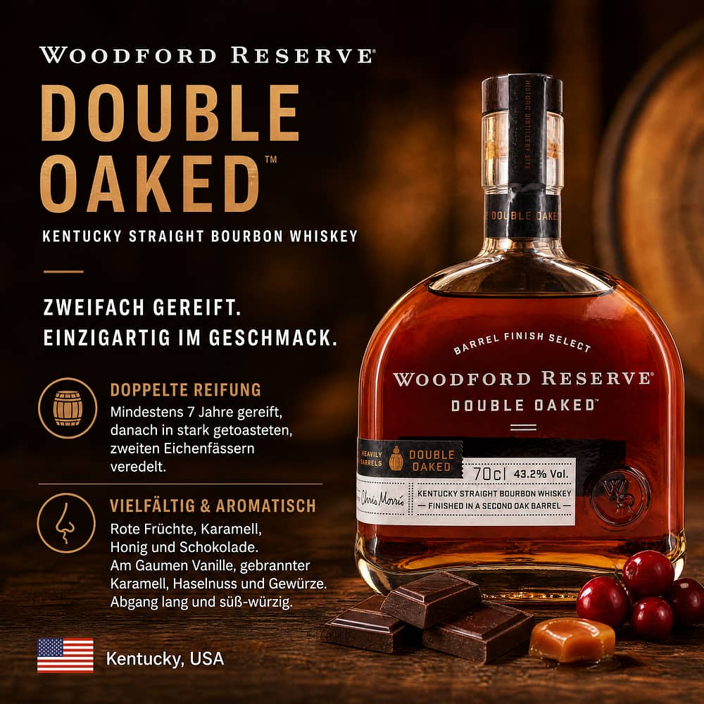 Woodford Double Oaked 0,70 Liter/ 43.2% vol Produktbild
