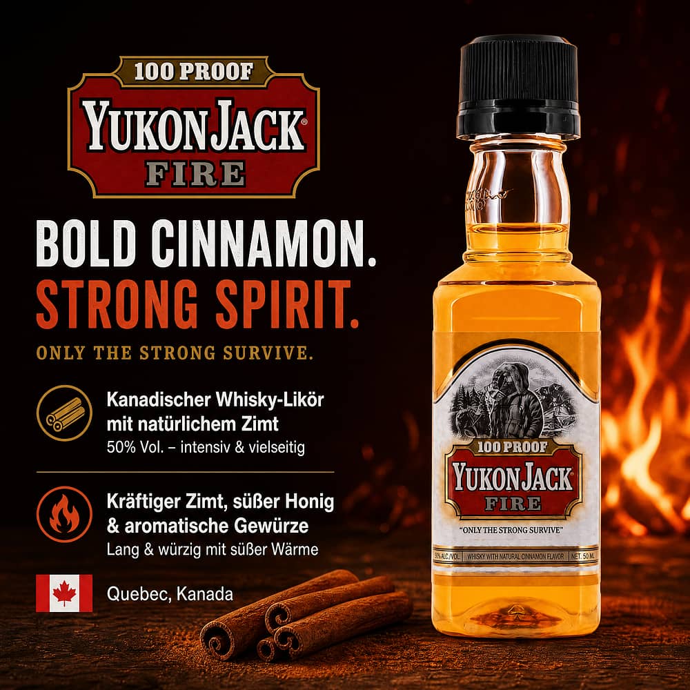 Yukon Jack Fire Likör Miniatur PET-Flasche 0,050 Liter/ 50.0% vol Produktbild