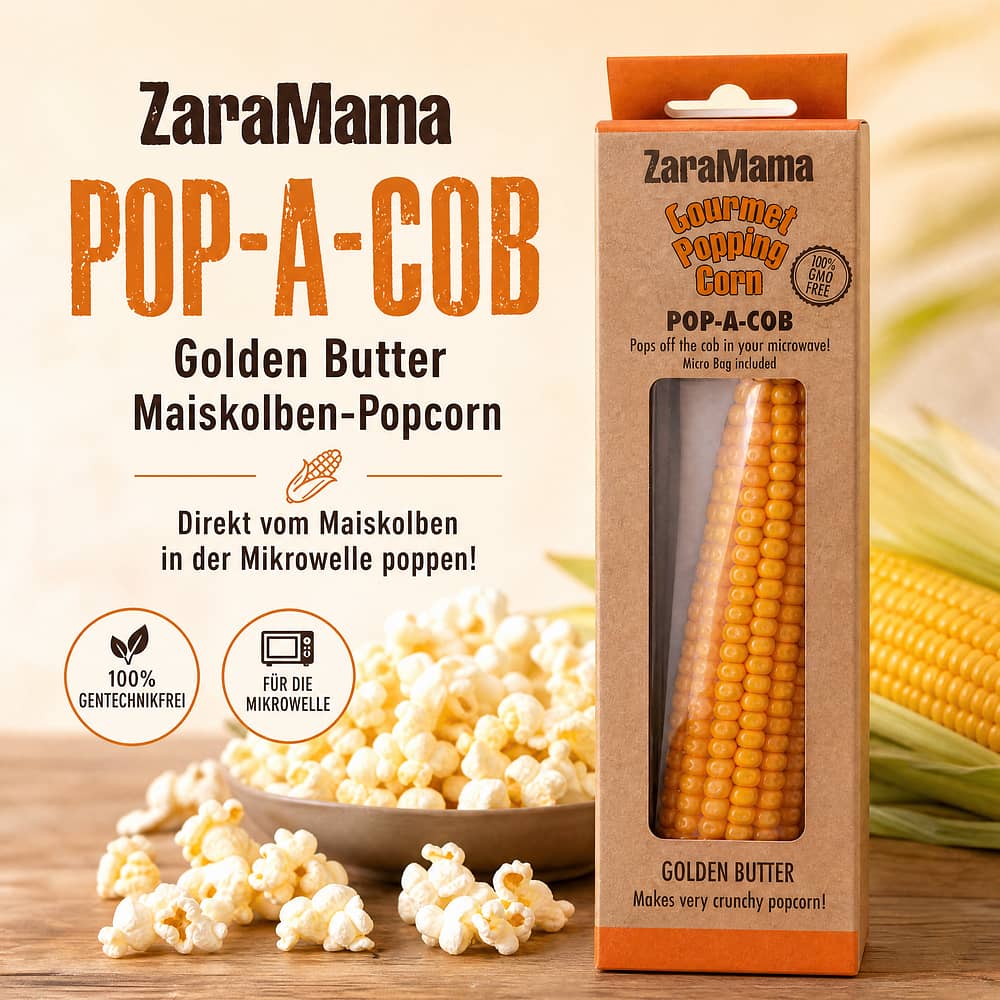 ZaraMama Pop a Cob Golden Butter Maiskolben 100% Gentechnikfrei 90 Gramm Produktbild