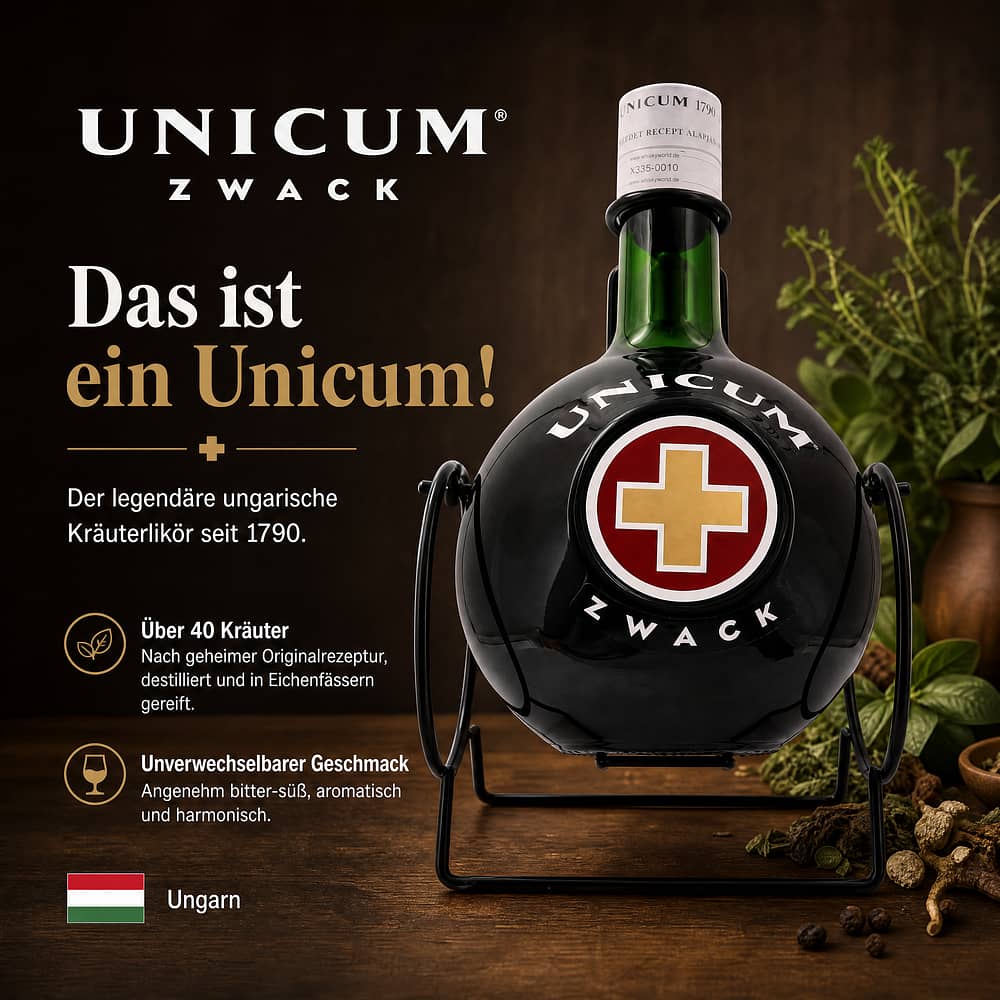 Zwack Unicum Kräuterlikör 3 Liter Flasche im Kippständer 3 Liter/ 40.0% vol Produktbild