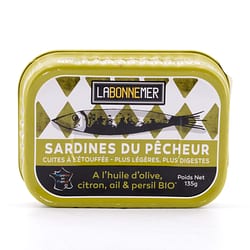 Ferrigno La Bonne Mer Sardinen mit Bio Olivenöl, Zitrone, Knoblauch Petersilie "Pêcheur 135g Produktbild
