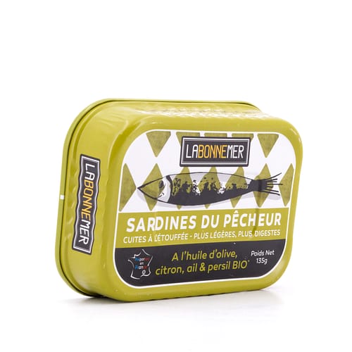 Ferrigno La Bonne Mer Sardinen mit Bio Olivenöl, Zitrone, Knoblauch Petersilie "Pêcheur 135g 95 Gramm Abtropfgewicht Produktbild