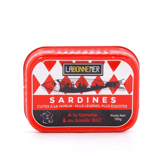 Ferrigno La Bonne Mer Sardinen mit Bio-Tomaten & Basilikum 135g 88 Gramm Abtropfgewicht Produktbild