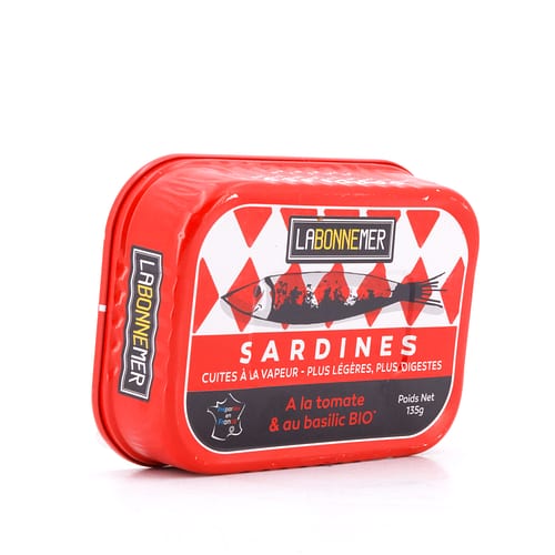 Ferrigno La Bonne Mer Sardinen mit Bio-Tomaten & Basilikum 135g 88 Gramm Abtropfgewicht Produktbild