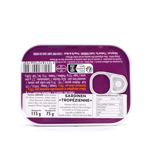 Ferrigno Sardinen Tropezienne 115g 75 Gramm Abtropfgewicht Produktbild