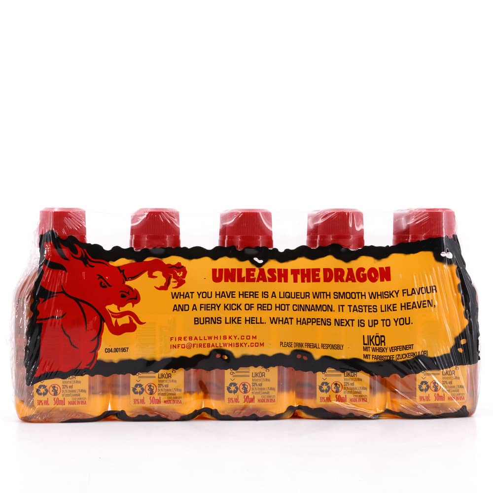 Fireball Cinnamon Whisky Liqueur 10 x 0,05 Miniatur (PET-Flasche) 0,50 Liter/ 33.0% vol Produktbild