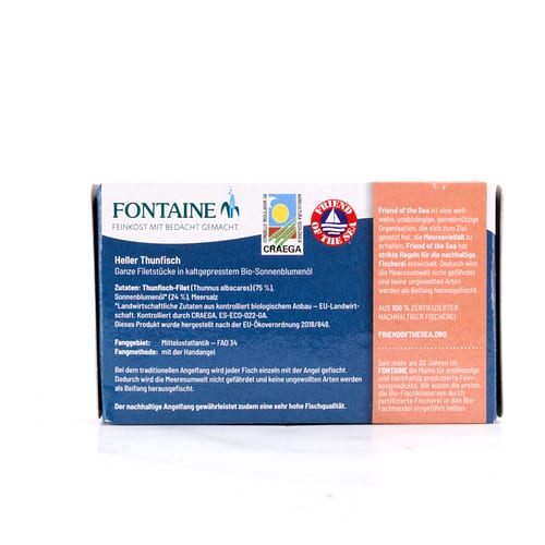 Fontaine Thunfisch hell in BIO-Sonnenblumenöl 120g 90 Gramm Abtropfgewicht Produktbild