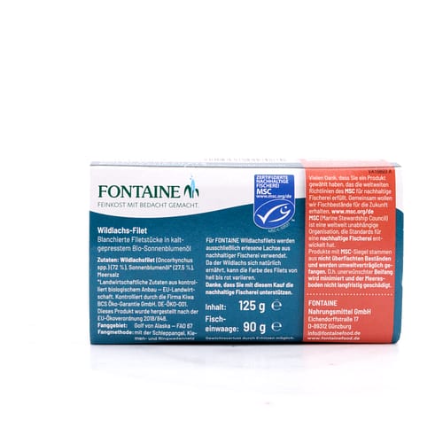 Fontaine Wildlachsfilet in BIO-Sonnenblumenöl 120g 90 Gramm Abtropfgewicht Produktbild