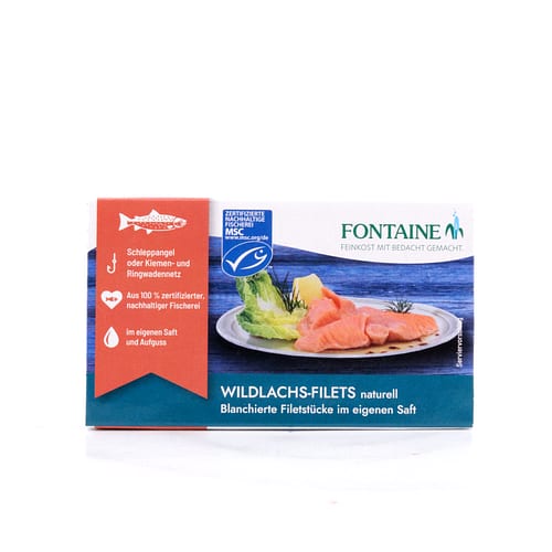 Fontaine Wildlachsfilet naturell 125g 85 Gramm Abtropfgewicht Produktbild
