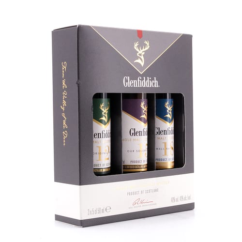 Glenfiddich Tasting Pack 12, 15 & 18 Jahre je 0,05l 0,150 Liter/ 40.0% vol Produktbild