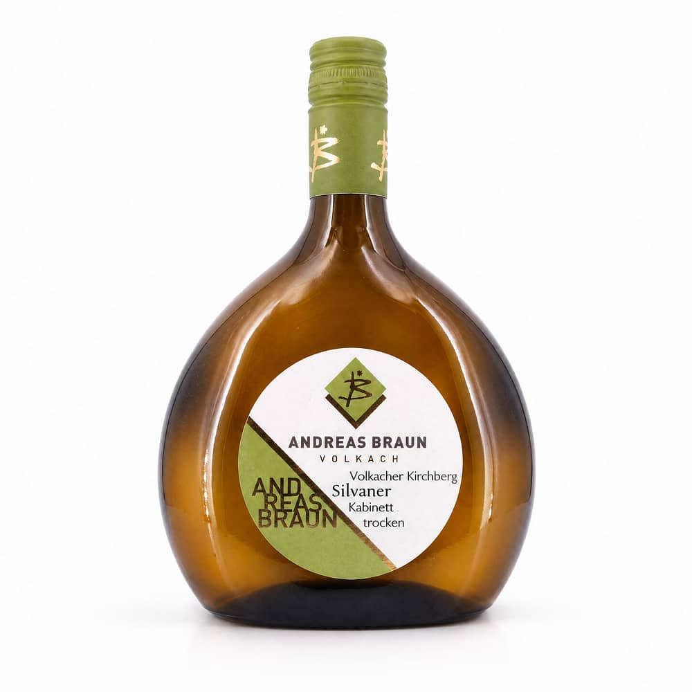 Andreas Braun Volkacher Kirchberg Silvaner Kabinett Jahrgang 2023 trocken 0,750 Liter/ 11.5% vol Produktbild