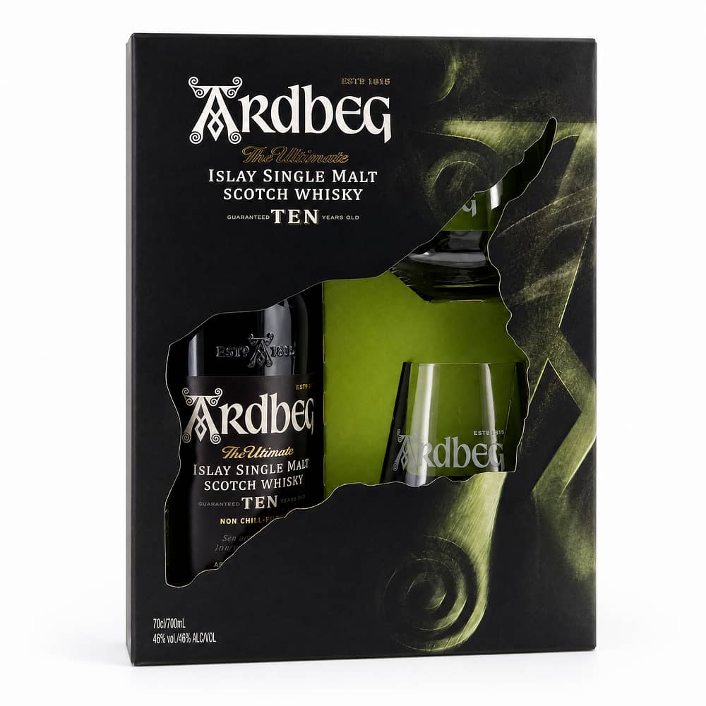 Ardbeg TEN 10 Jahre Geschenkset inkl. 2 Ardbeg-Gläsern 0,70 Liter/ 46.0% vol Produktbild
