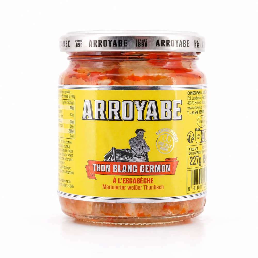 Arroyabe Bonito del Norte in Escabèche Sauce 227g Glas 150 Gramm Abtropfgewicht Produktbild