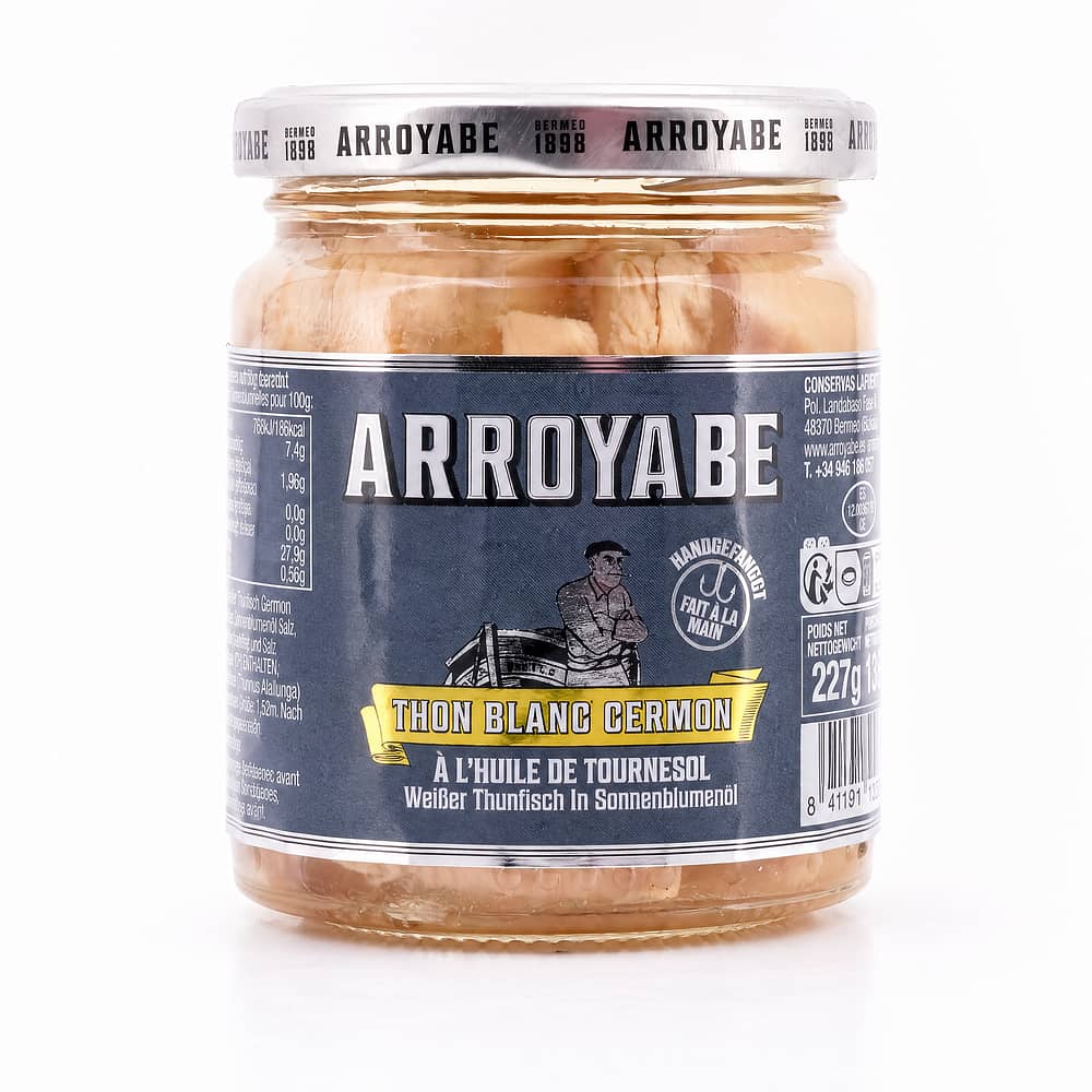 Arroyabe Bonito del Norte in Sonnenblumenöl 227g Glas 150 Gramm Abtropfgewicht Produktbild