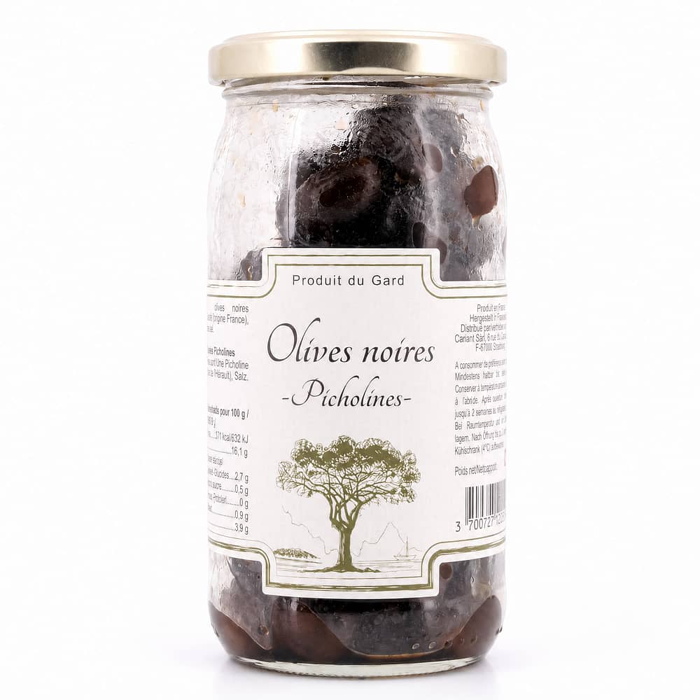 Beauharnais-CARLANT Olives noires -Picholines- Schwarze Oliven 200 Gramm Abtropfgewicht Produktbild