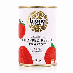 Biona Organic Chopped Peeled Tomatoes Gehackte, geschälte Tomaten in reichhaltigen Tomatensaft Produktbild