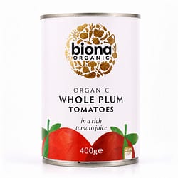 Biona Organic Whole Plum Tomatoes Pflaumentomaten im Ganzen in reichhaltigen Tomatensaft Produktbild