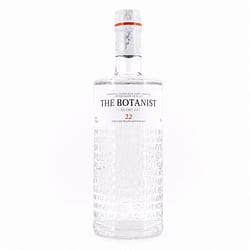 Bruichladdich The Botanist 22 enthaltene Botanicals in Relief-Schrift auf der Flasche Produktbild