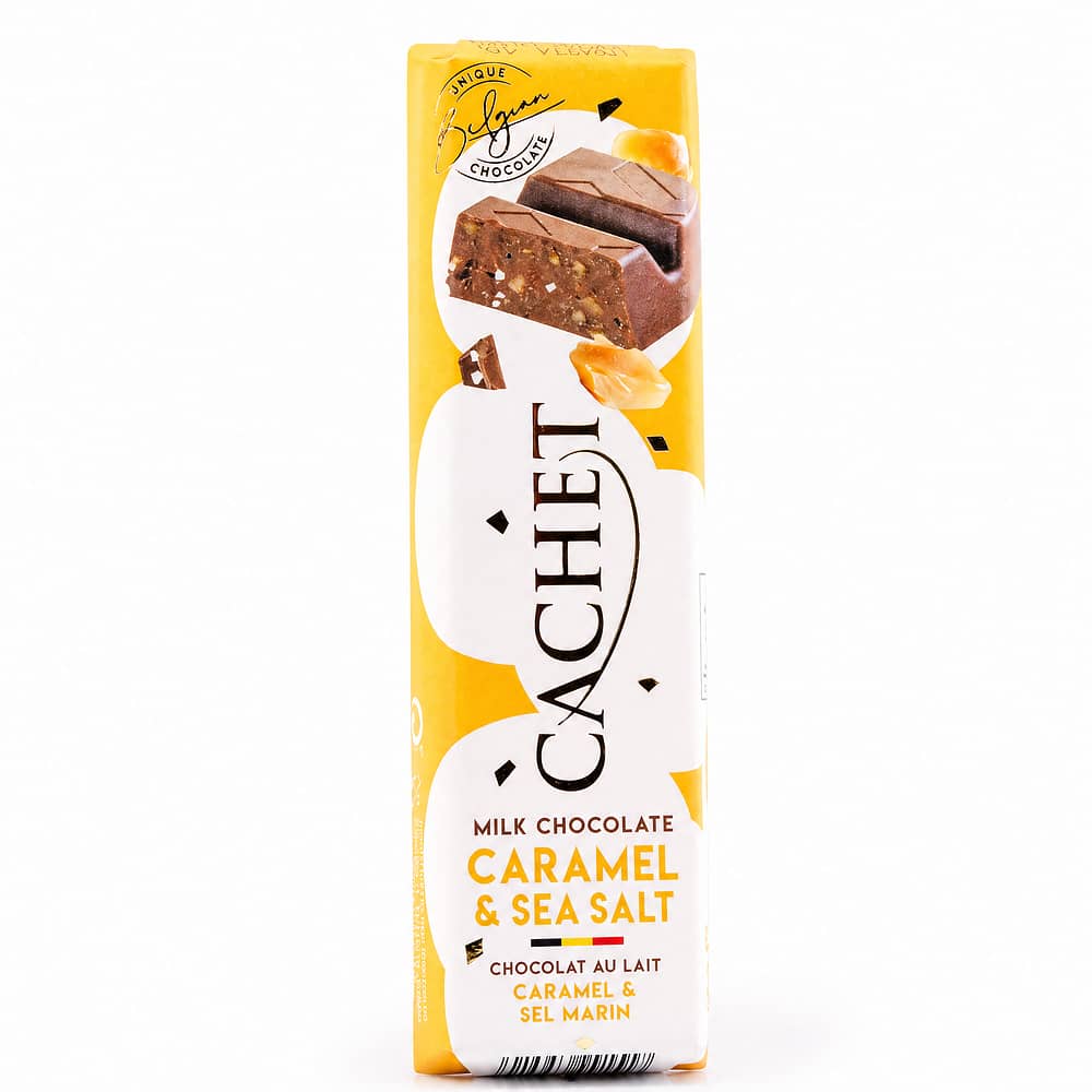 Cachet Milk Chocolate Caramel  & Sea Salt Riegel Vollmilchschokolade mit Karamellstücke und Meersalz 50 Gramm Produktbild