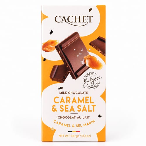 Cachet Milk Chocolate Caramel & Sea Salt Vollmilchschokolade mit Karamellstücke und Meersalz 100 Gramm Produktbild