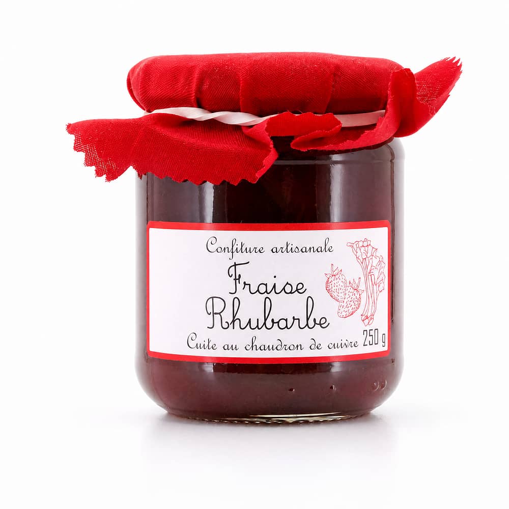 Confiture artisanale Fraise Rhubarbe Erdbeer-Rhabarber Konfitüre 250 Gramm Produktbild