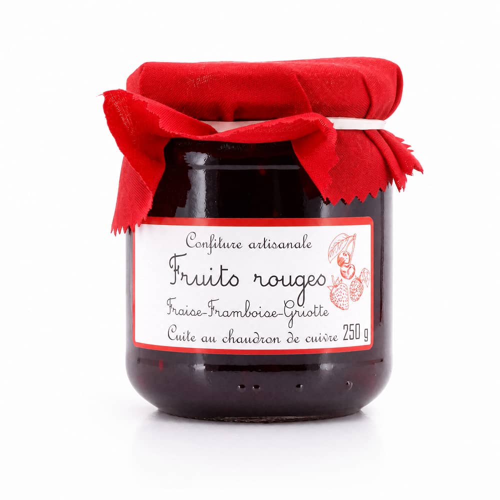 Confiture artisanale Frits rouges 3 rote Früchte: Erdbeer-Himbeer- & Sauerkirsch Konfitüre 250 Gramm Produktbild