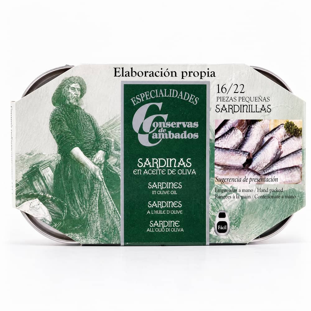 Conservas De Cambados Kleine Sardinen in Olivenöl 115g 80 Gramm Abtropfgewicht Produktbild
