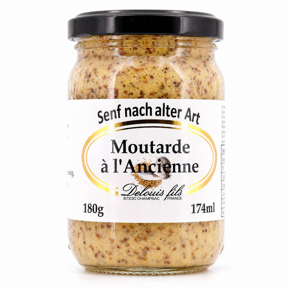 Delouis Fils Moutarde à l`Ancienne Senf nach traditioneller Art 180 Gramm Produktbild