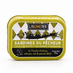Ferrigno La Bonne Mer Sardinen mit Bio Olivenöl, Zitrone, Knoblauch Petersilie "Pêcheur 135g Produktbild