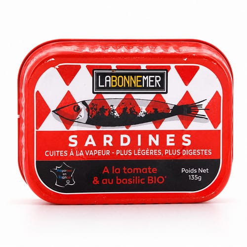 Ferrigno La Bonne Mer Sardinen mit Bio-Tomaten & Basilikum 135g 88 Gramm Abtropfgewicht Produktbild