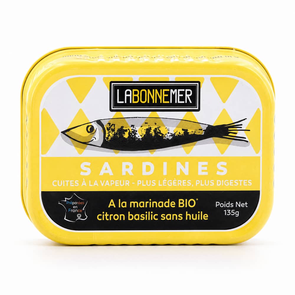 Ferrigno La Bonne Mer Sardinen mit Bio-Zitrone und Basilikum-Marinade ohne Öl 135g 95 Gramm Abtropfgewicht Produktbild