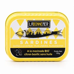 Ferrigno La Bonne Mer Sardinen mit Bio-Zitrone und Basilikum-Marinade ohne Öl 135g Produktbild