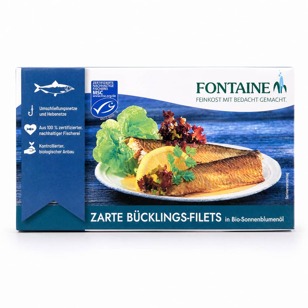 Fontaine Bücklingsfilets in BIO-Sonnenblumenöl 190g 140 Gramm Abtropfgewicht Produktbild