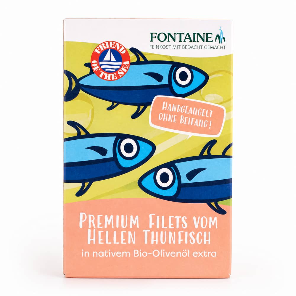 Fontaine Thunfisch hell in BIO-Olivenöl 120g 90 Gramm Abtropfgewicht Produktbild